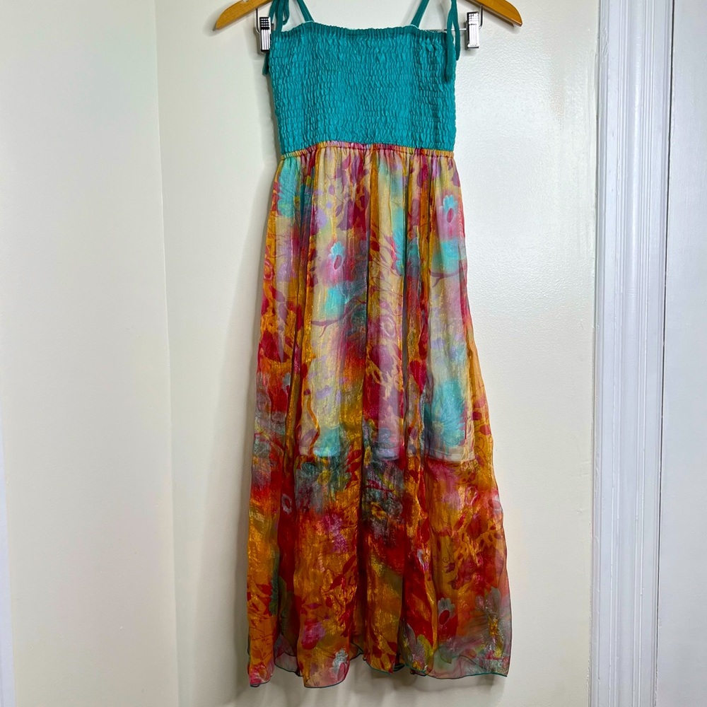 Hibiscus Collection Hawaii Convertible Smocked Floral Dress Tropical Resort